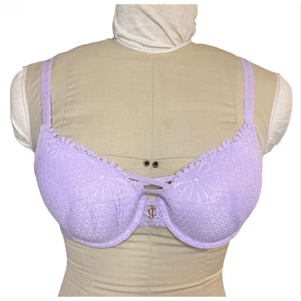 Juicy Couture Sexy T-Shirt Underwire Purple Floral Lace Bra 36B